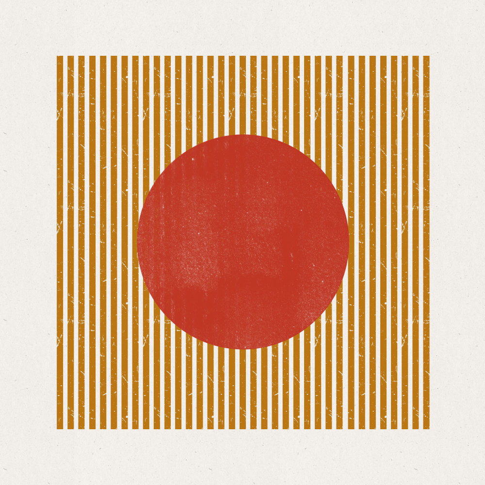 Red Circle Golden Stripes by THE MIUUS STUDIO — canvas wall art