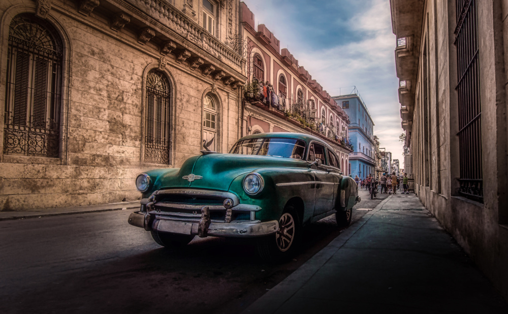 Teal Classic City Street by Ole Moberg Steffensen — canvas wall art