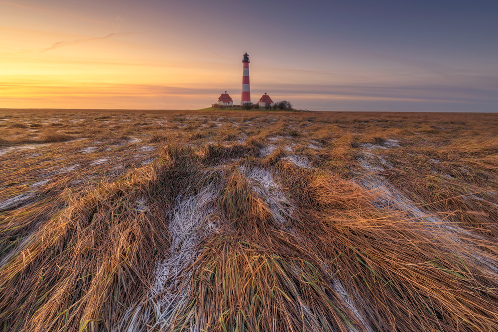 Golden Hour Lighthouse Field by Antonio Carrillo Lopez — canvas wall art