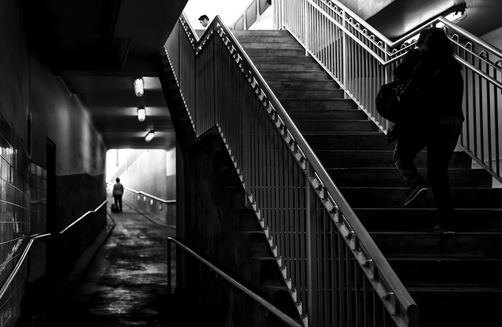 Subway Stairs Silhouettes by Tina Kim — canvas wall art