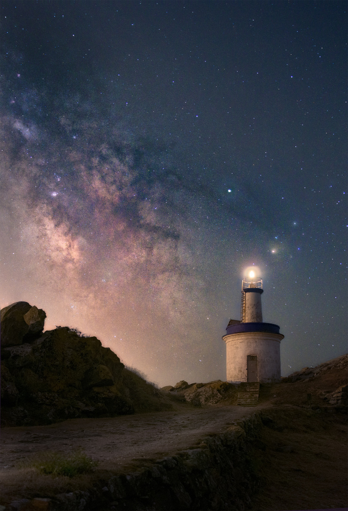 Milky Way Lighthouse by Marcos Gestal — canvas wall art