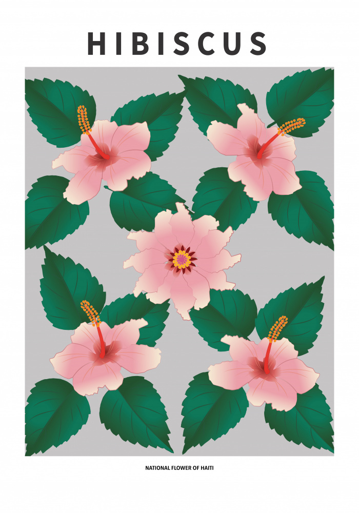 Pink Hibiscus Pattern by Paperago — canvas wall art