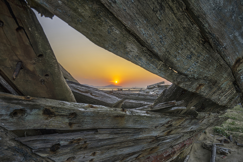 Golden Boat Sunset by Handi Nugraha — canvas wall art