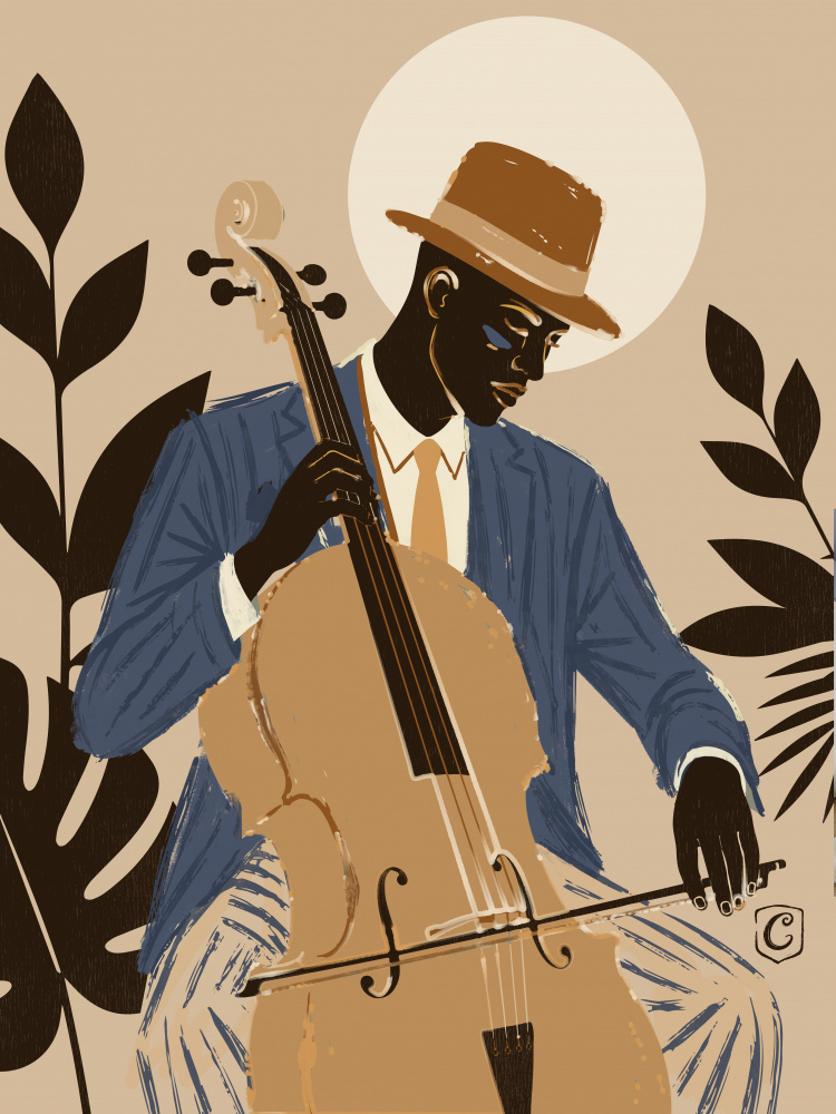 Jazz Cello Player by Cannavaro — canvas wall art