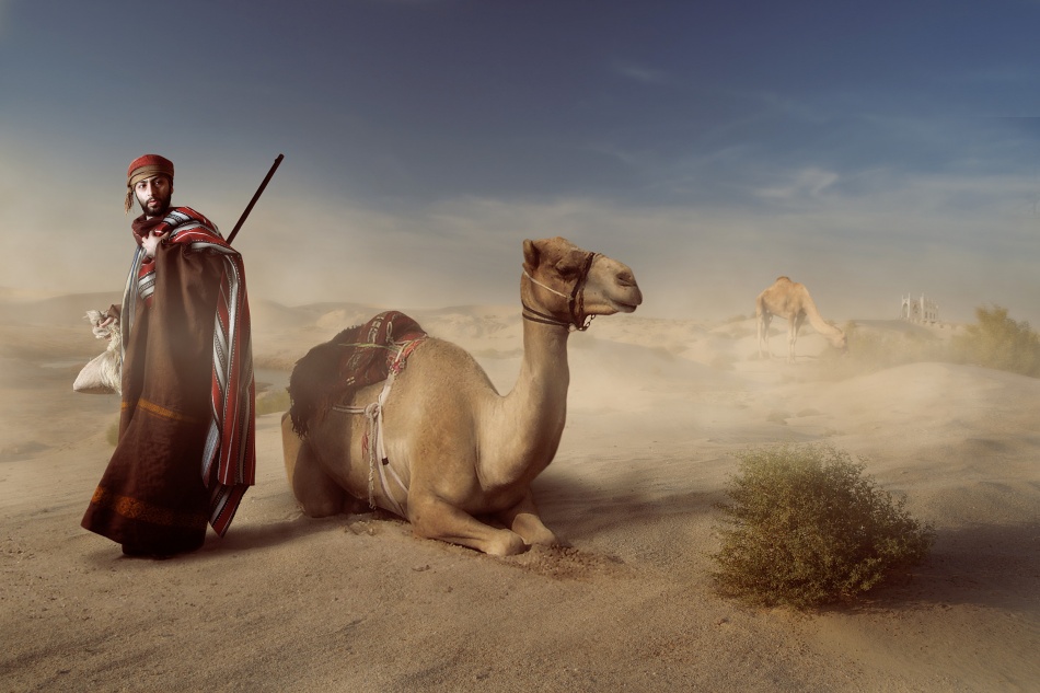 Arabian Desert Traveler by Hussain Buhligaha — canvas wall art