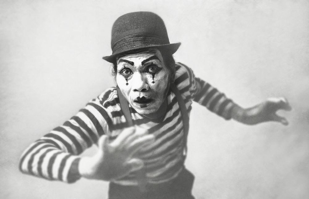 Expressive Mime Portrait by Faizal Besari — canvas wall art