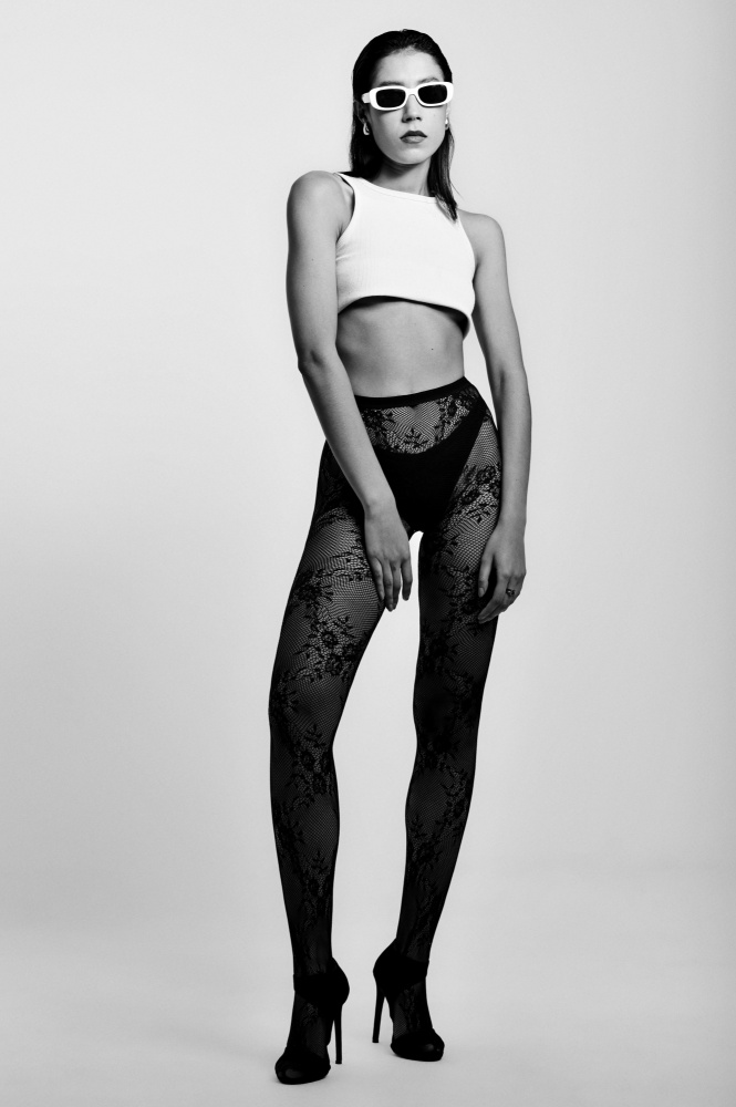 Modern Woman Lace Tights by Cesar Tejada — canvas wall art