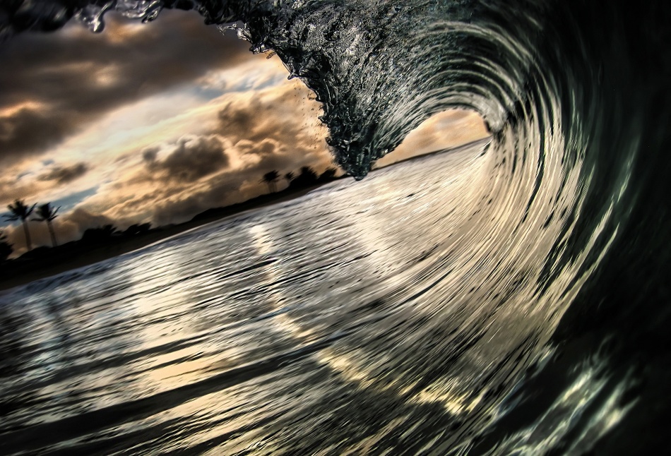 Perfect Ocean Barrel by Mark Yugawa — canvas wall art