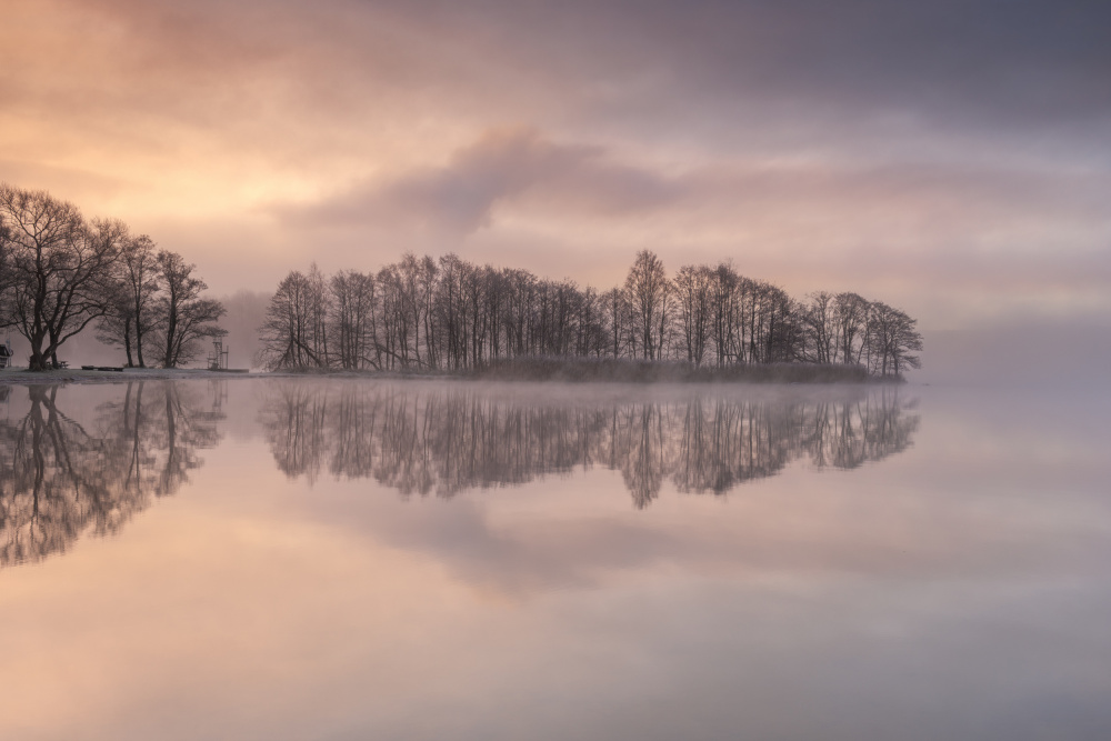 Misty Lake Reflections by Benny Pettersson — canvas wall art