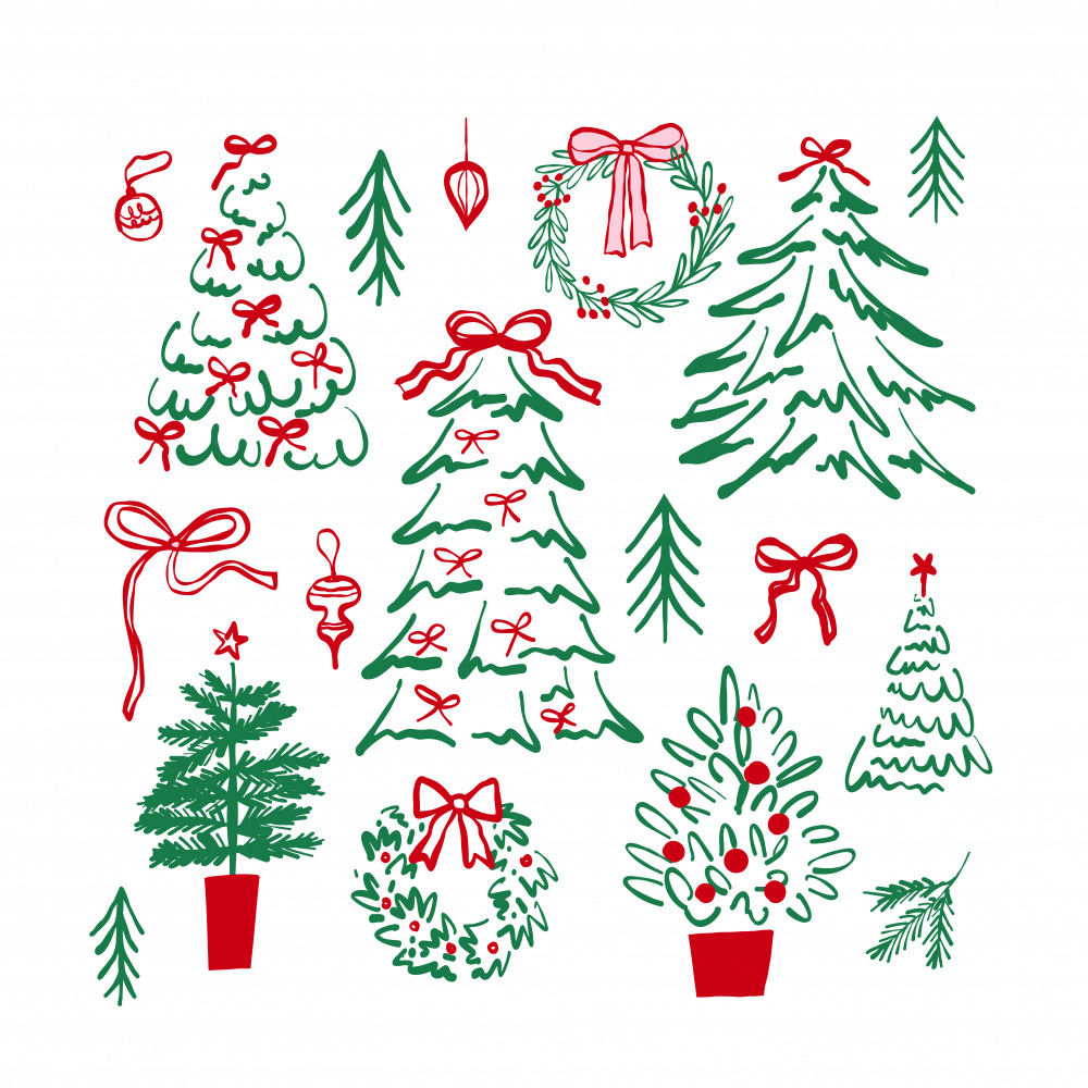 Festive Christmas Trees by Dominique Vari — canvas wall art