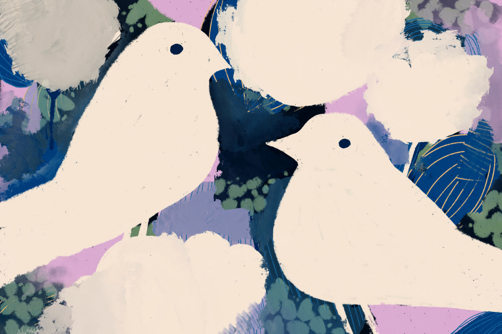 Petalbirds by Treechild — canvas wall art