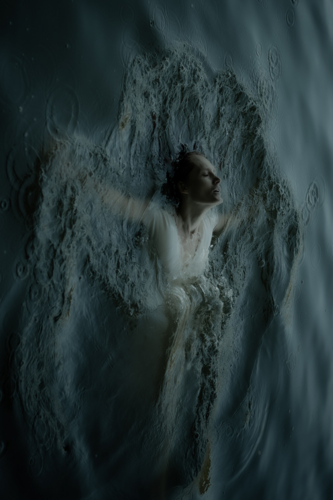 Serene Woman Floating by Barbora Biňovcová — canvas wall art