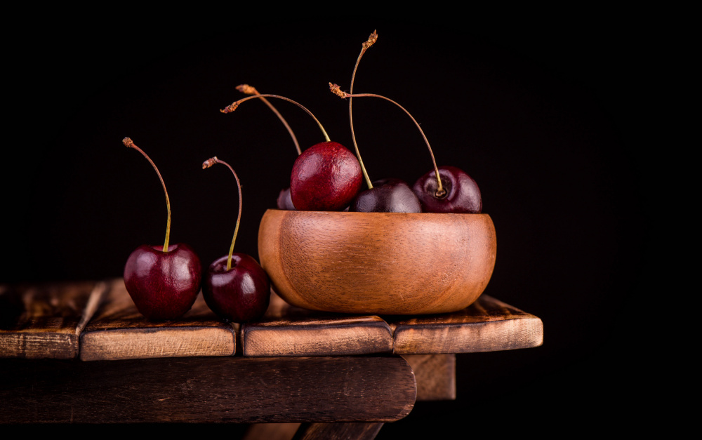 Sweet Cherries in Wood by Sumit Dhuper — canvas wall art