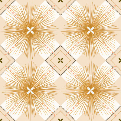 Japandi farmhouse blender checked beams butter yellow seamless pattern