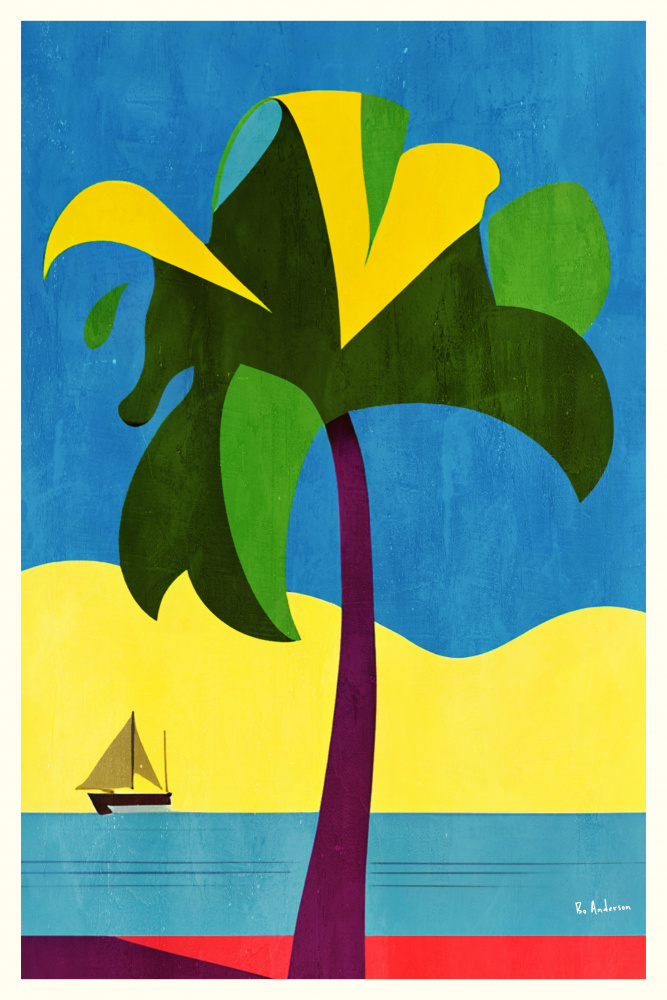Vibrant Tropical Beach Sailboat by Bo Anderson — canvas wall art