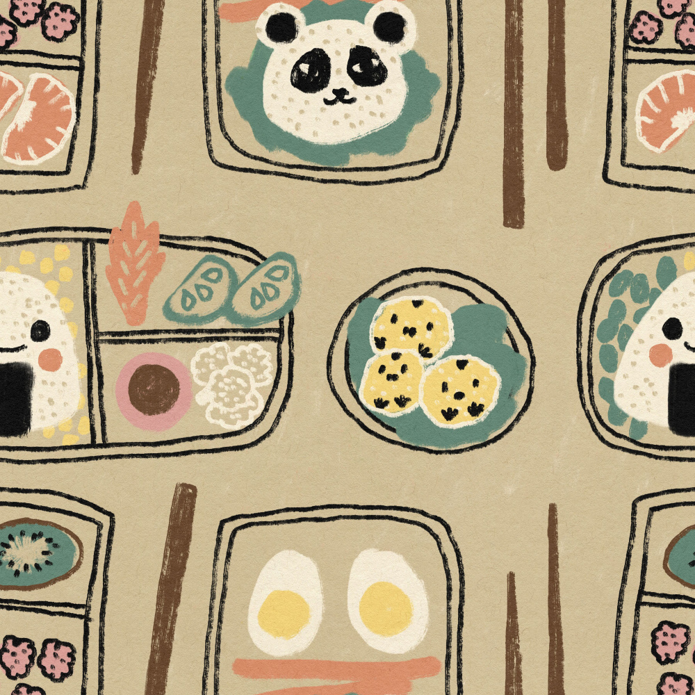 Panda Onigiri Bento by Raipa Studio — canvas wall art