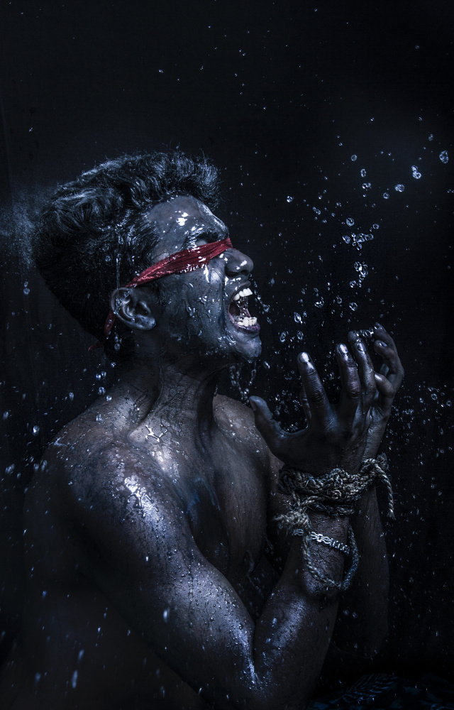 Screaming Blindfolded Man by Dipankar Paul — canvas wall art