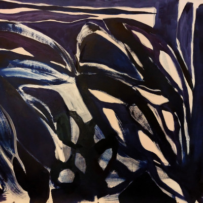 Bold Black and Blue Brushstrokes