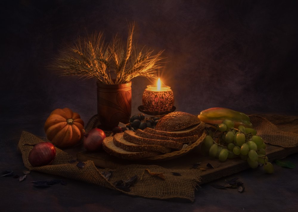 Candlelit Autumn Harvest by Jasmine Suo — canvas wall art