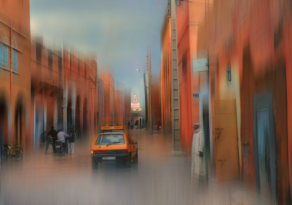 Blurred Moroccan Street Scene by Lou Urlings — canvas wall art