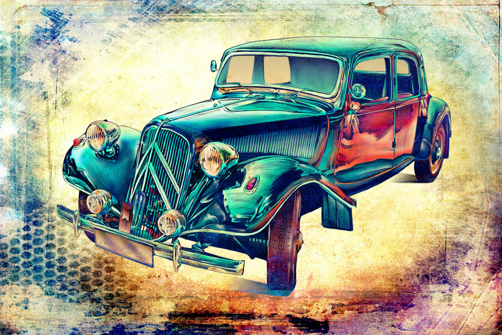 Vibrant Vintage Car by Rafal Kulik — canvas wall art
