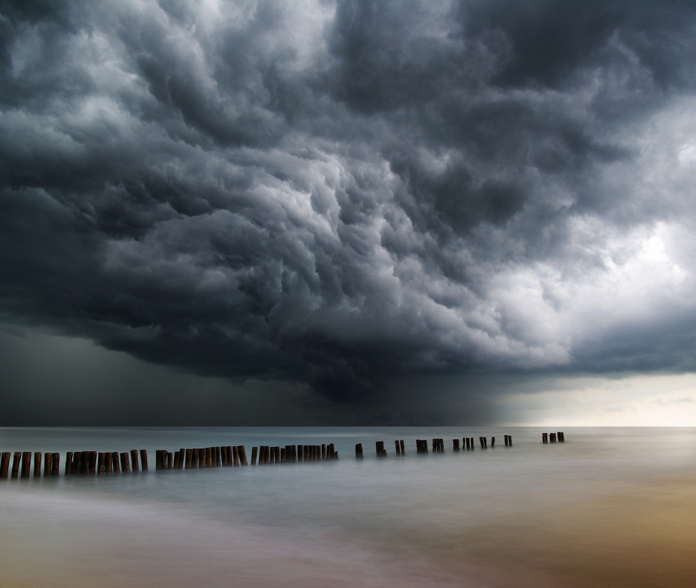 Dramatic Stormy Seascape by Mindaugas Žarys — canvas wall art
