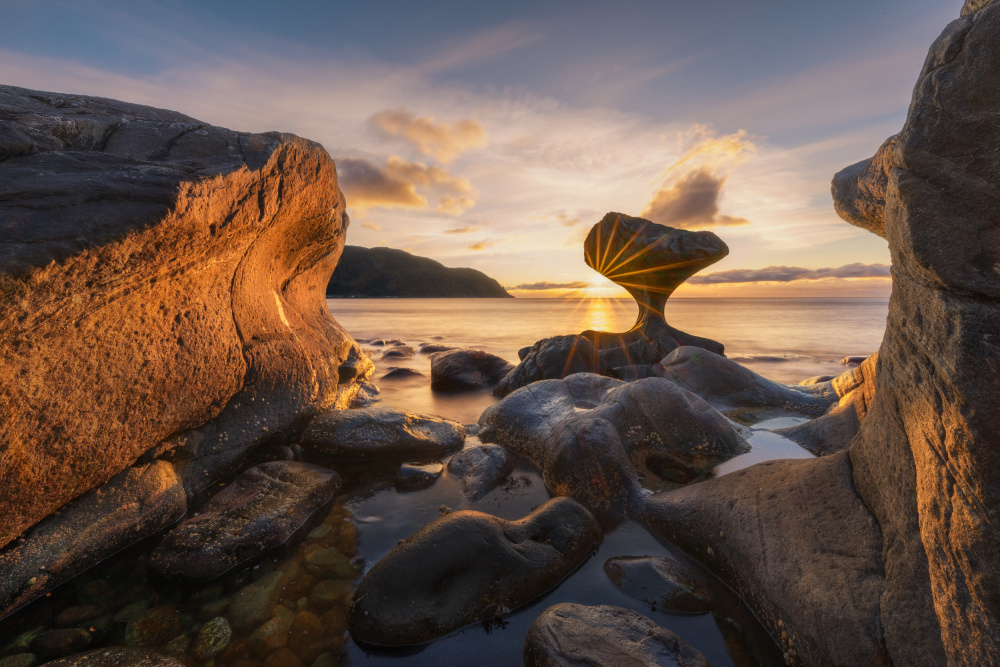 Golden Sunset Rock Formation by Tom Meier — canvas wall art