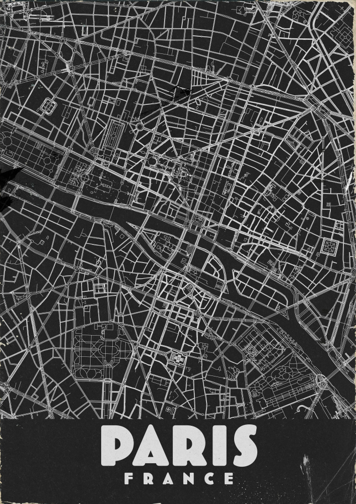 Vintage Paris City Map by Nicholas — canvas wall art