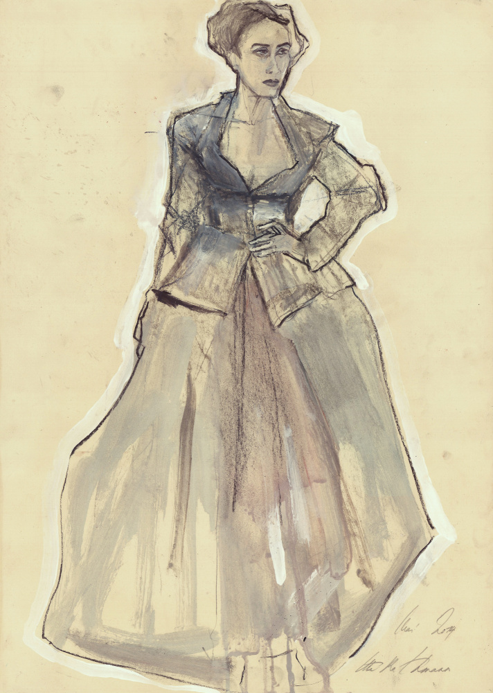 Elegant Fashion Sketch by Ute Rathmann — canvas wall art