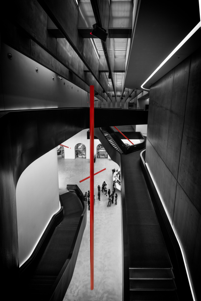 Modern Architecture Red Lines by Angel Villalba — canvas wall art