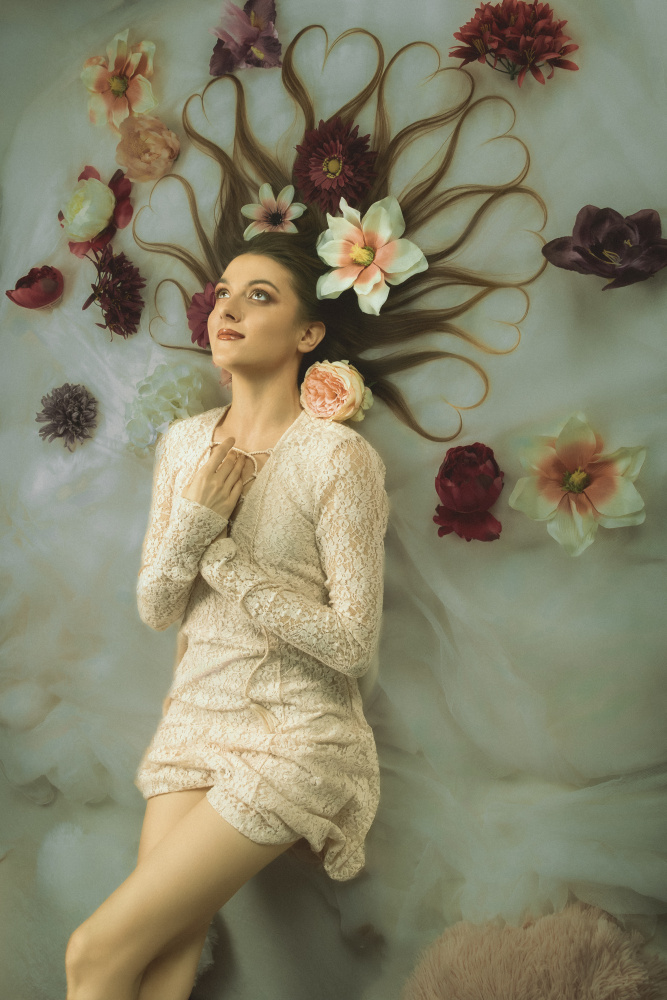 Floral Heart Hair Dream by Dariusz Budyta — canvas wall art