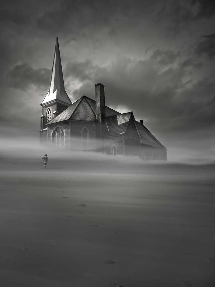 Misty Church Shore by David Senechal Photographie (polydactyle) — canvas wall art