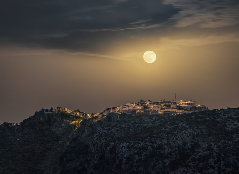 Moonlit Mountain Village by Emilio Pino — canvas wall art