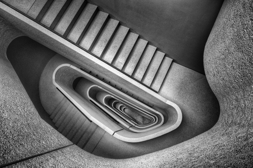 Winding Concrete Staircase by Dennis Mohrmann — canvas wall art