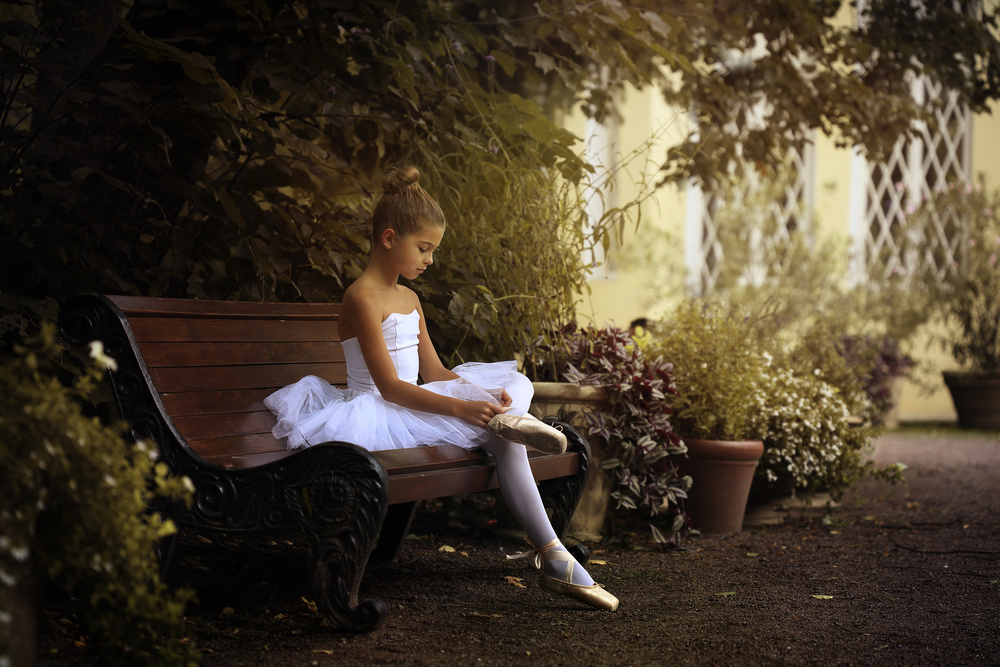 Young Ballerina's Quiet Focus by Victoria  Glinka — canvas wall art