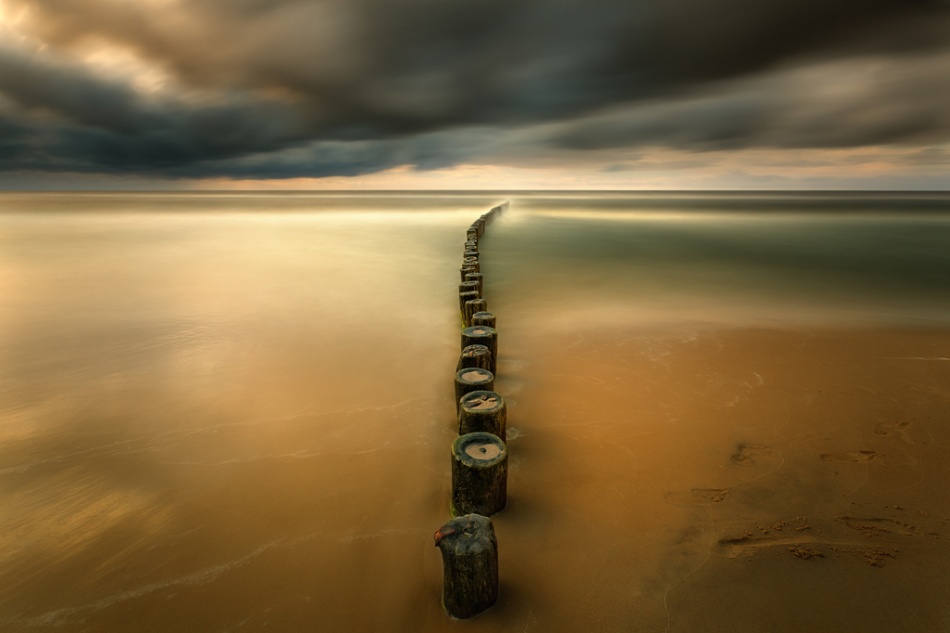 Moody Golden Coast by Krzysztof Browko — canvas wall art