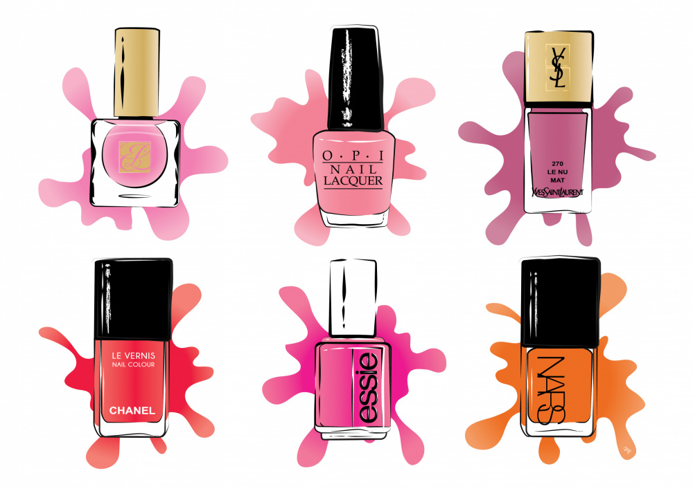 Colorful Nail Polish Bottles by Martina — canvas wall art