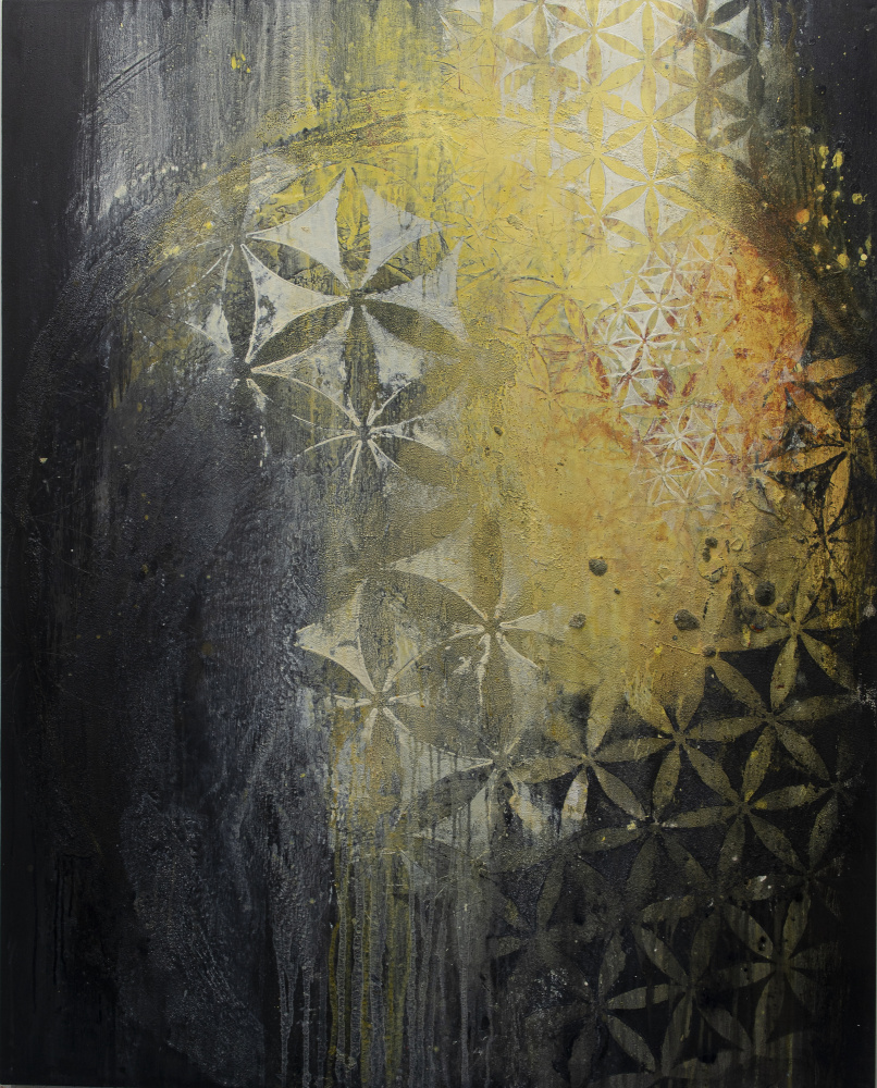Sacred Geometry Gold Glow by Deb Chaney — canvas wall art