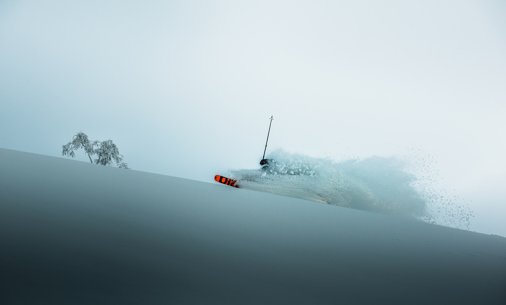 Snowboarder Powder Spray by Eric Verbiest — canvas wall art