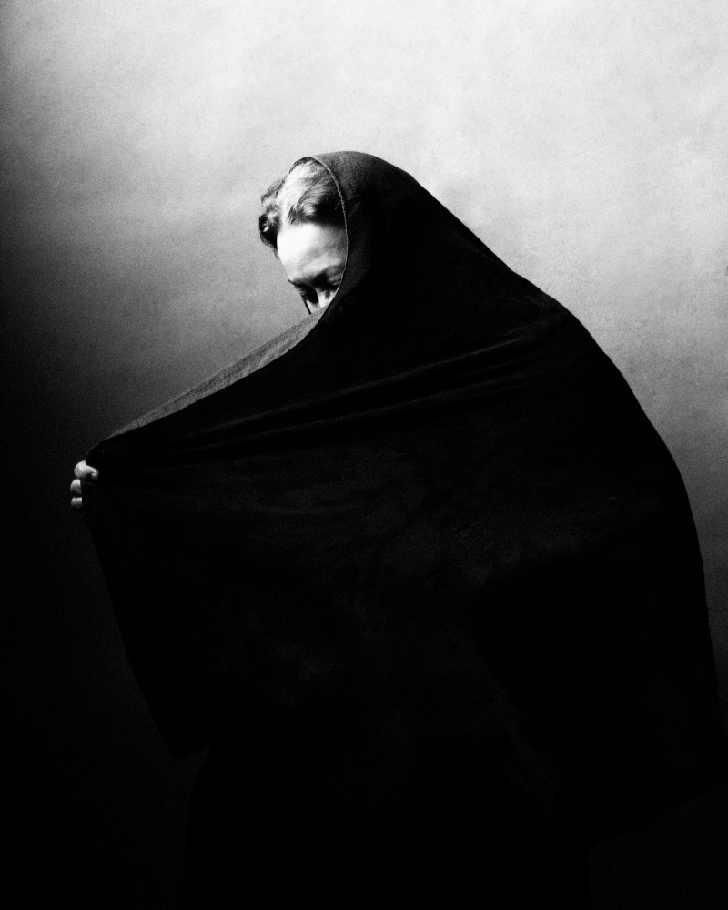 Pensive Draped Figure by Mehdi Mokhtari — canvas wall art