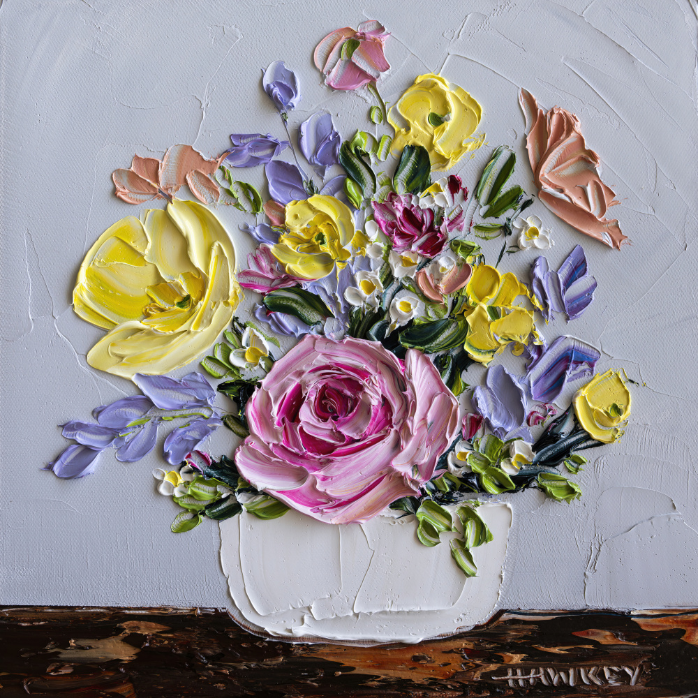 Vibrant Impasto Flowers by Angela Hawkey — canvas wall art