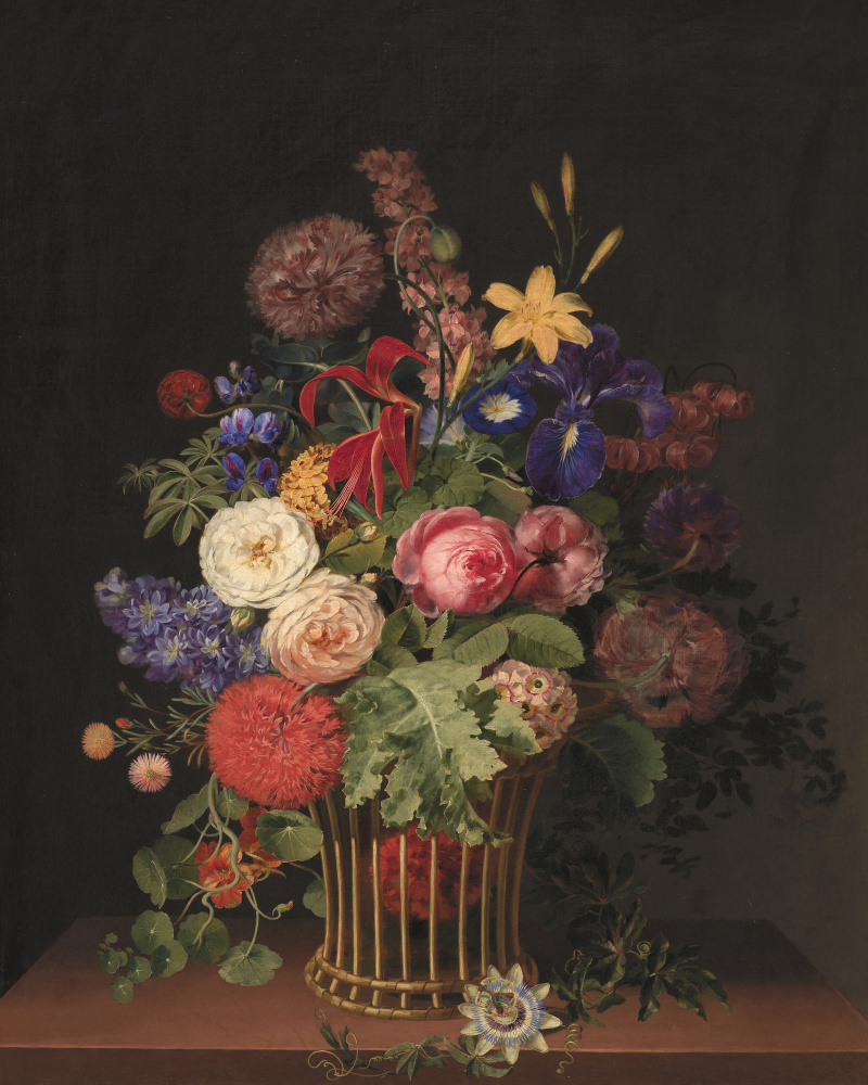 A Light Cane Basket With Flowers By C. D. Fritzsch by C. D. Fritzsch — canvas wall art