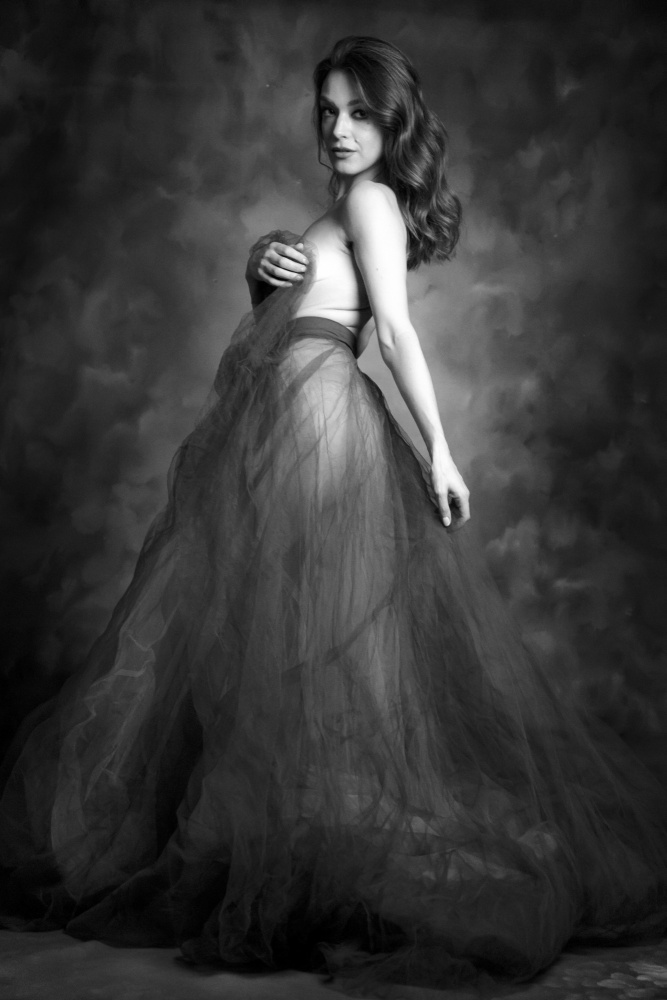 Elegant Tulle Portrait by Shuki Laufer — canvas wall art