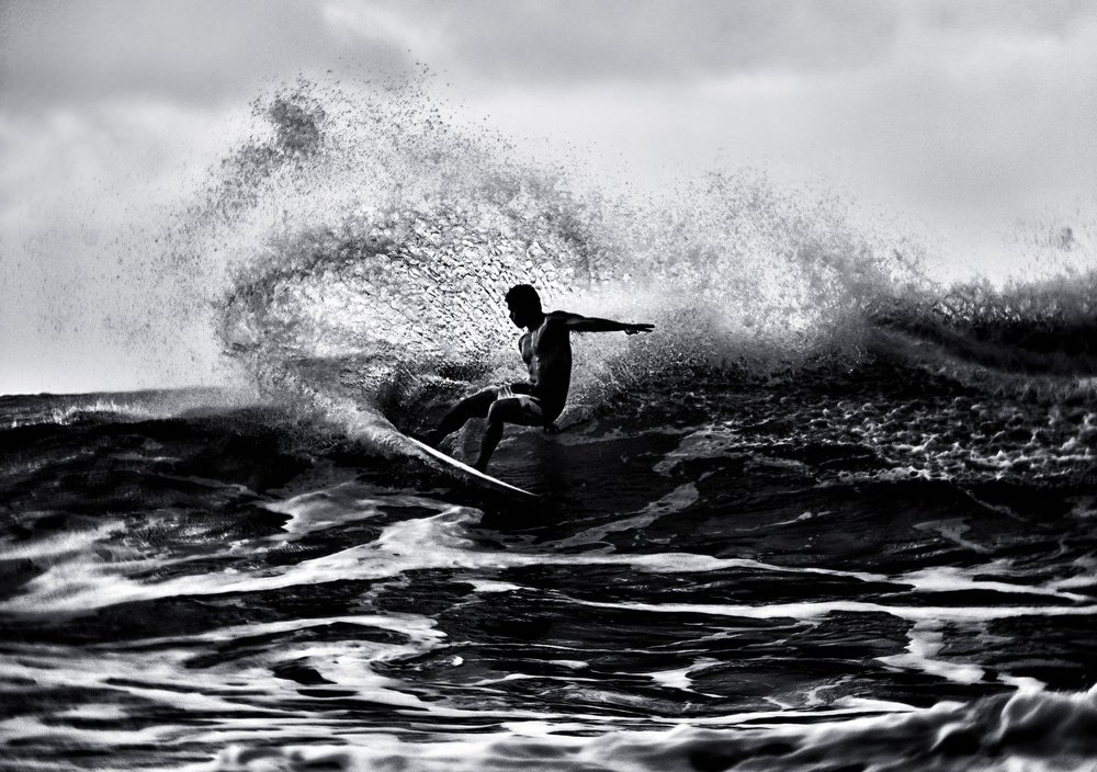 Powerful Wave Surfing by Yu Cheng — canvas wall art