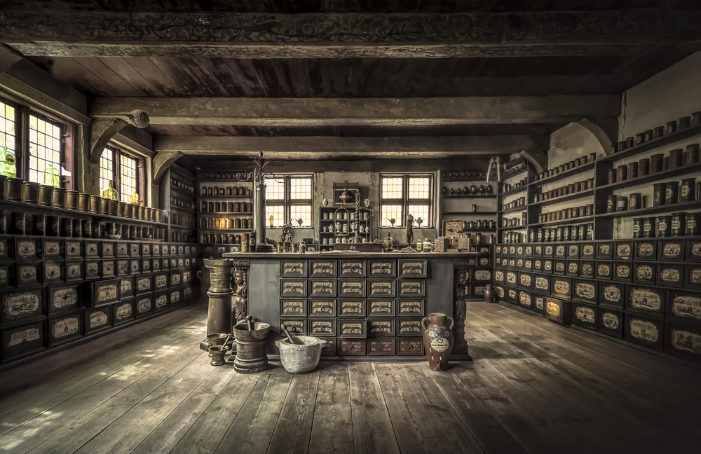 Old World Apothecary by Ole Moberg Steffensen — canvas wall art