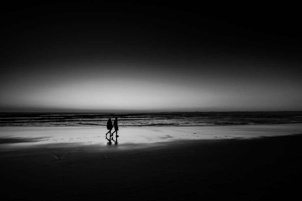 Twilight Beach Silhouette by Zhaonian Zhou — canvas wall art