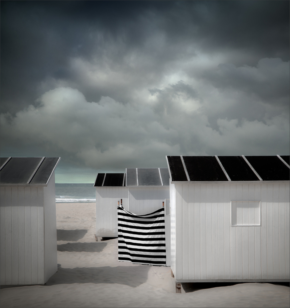Coastal Huts Stripes by Gilbert Claes — canvas wall art