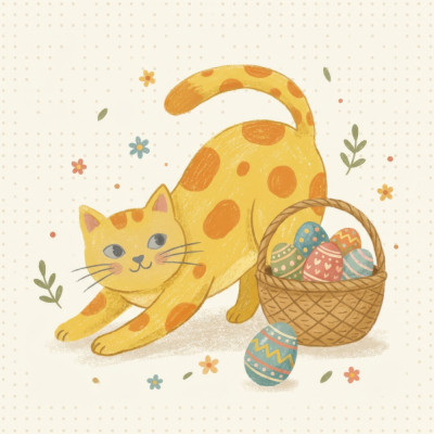 Stretching Easter Cat