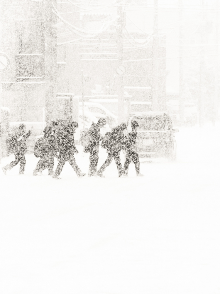 Winter City Blizzard by Yoshie Makiya — canvas wall art