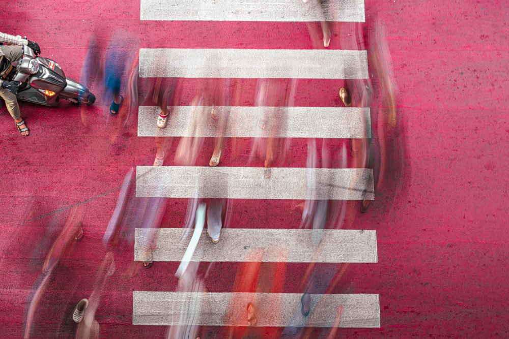 Busy Pink Crossing by Alan Kwang — canvas wall art
